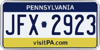 PA license plate JFX2923