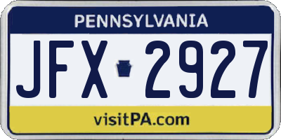 PA license plate JFX2927