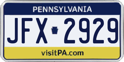PA license plate JFX2929