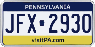 PA license plate JFX2930