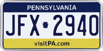 PA license plate JFX2940