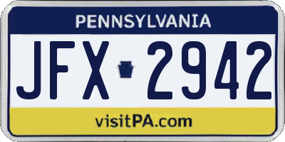 PA license plate JFX2942