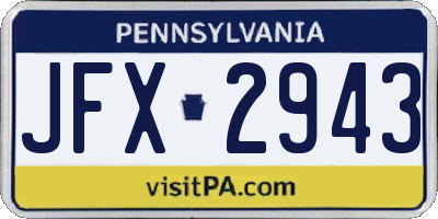 PA license plate JFX2943