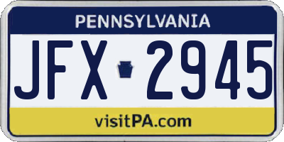 PA license plate JFX2945
