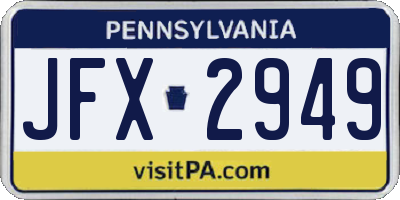 PA license plate JFX2949