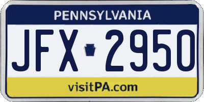 PA license plate JFX2950