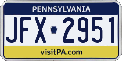 PA license plate JFX2951
