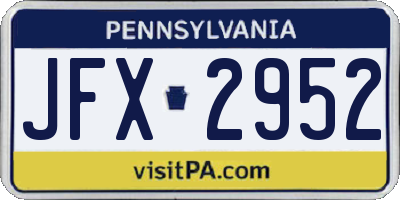 PA license plate JFX2952