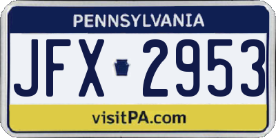PA license plate JFX2953