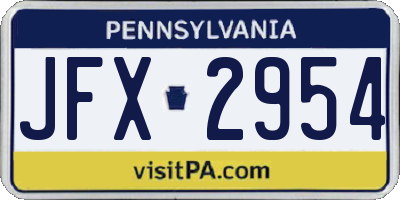 PA license plate JFX2954