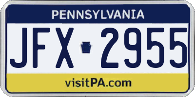 PA license plate JFX2955