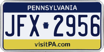 PA license plate JFX2956
