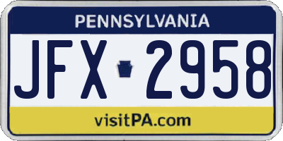 PA license plate JFX2958