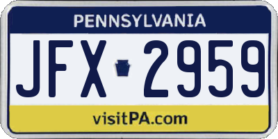 PA license plate JFX2959