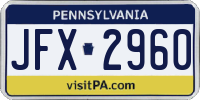 PA license plate JFX2960