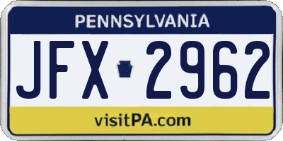 PA license plate JFX2962