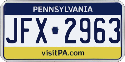 PA license plate JFX2963