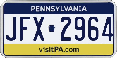PA license plate JFX2964