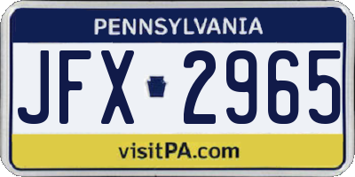 PA license plate JFX2965