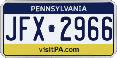 PA license plate JFX2966