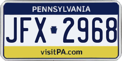 PA license plate JFX2968