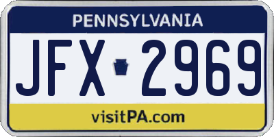 PA license plate JFX2969