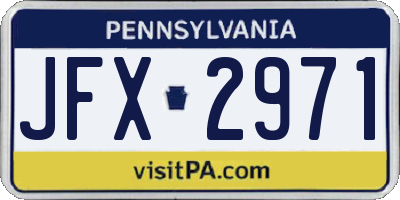 PA license plate JFX2971