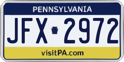 PA license plate JFX2972
