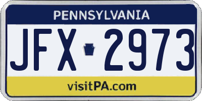 PA license plate JFX2973