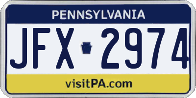 PA license plate JFX2974