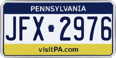 PA license plate JFX2976