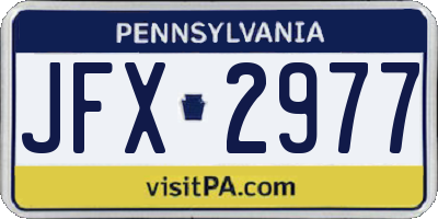 PA license plate JFX2977