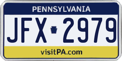 PA license plate JFX2979