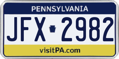 PA license plate JFX2982