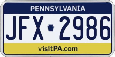 PA license plate JFX2986