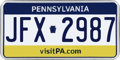 PA license plate JFX2987