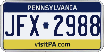 PA license plate JFX2988