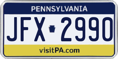 PA license plate JFX2990
