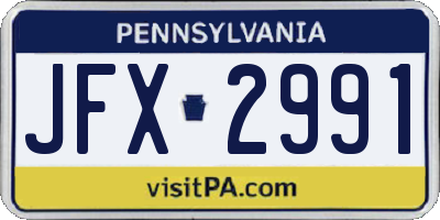 PA license plate JFX2991