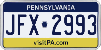 PA license plate JFX2993