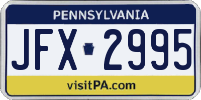 PA license plate JFX2995