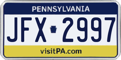 PA license plate JFX2997