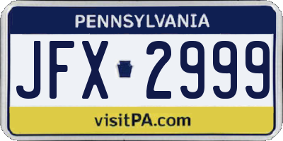 PA license plate JFX2999