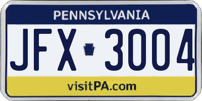 PA license plate JFX3004