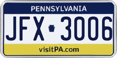 PA license plate JFX3006