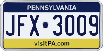 PA license plate JFX3009
