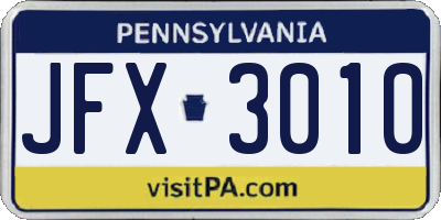 PA license plate JFX3010