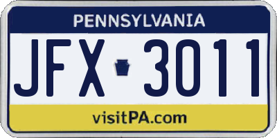 PA license plate JFX3011