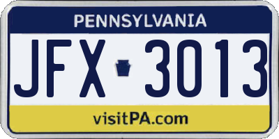 PA license plate JFX3013