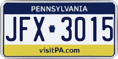 PA license plate JFX3015